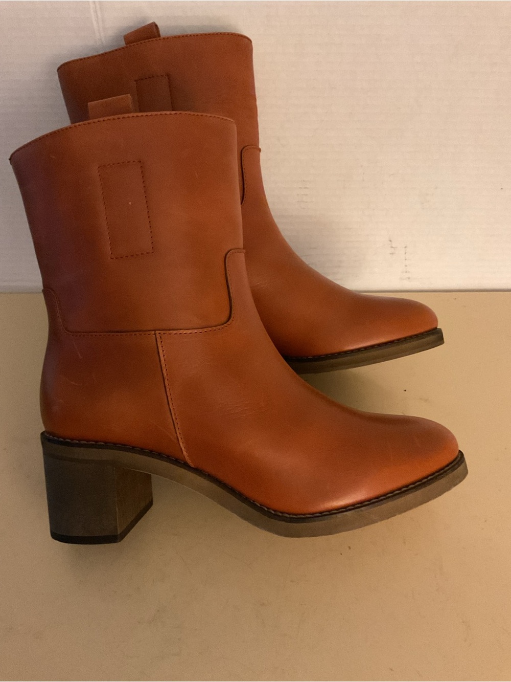 Free People women Cognac Leather Heeled Boots US 9 - Picture 11 of 14